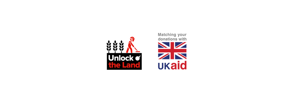 Logos for UK Aid Match and Unlock the Land